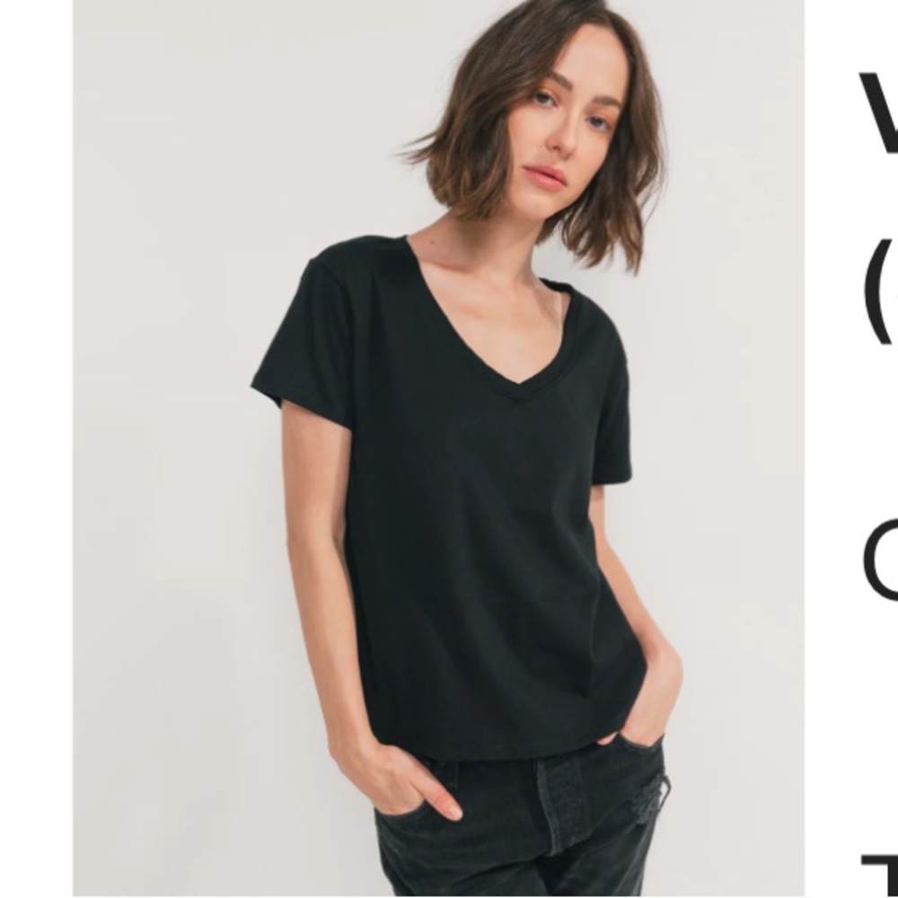 Easy Standard Vintage Relaxed V-Neck T-Shirt (Jet Black)